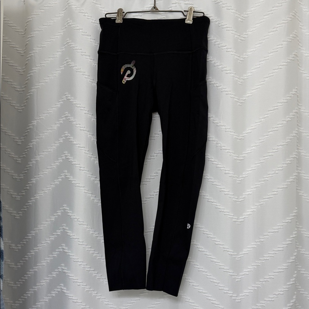 lululemon athletica x Peloton Black Leggings with Pink Accent